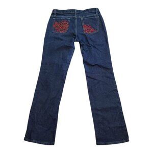 ENYCE SZ 13 Vintage Embroidered Dark Wash Hip-Hop Inspired Denim Jeans